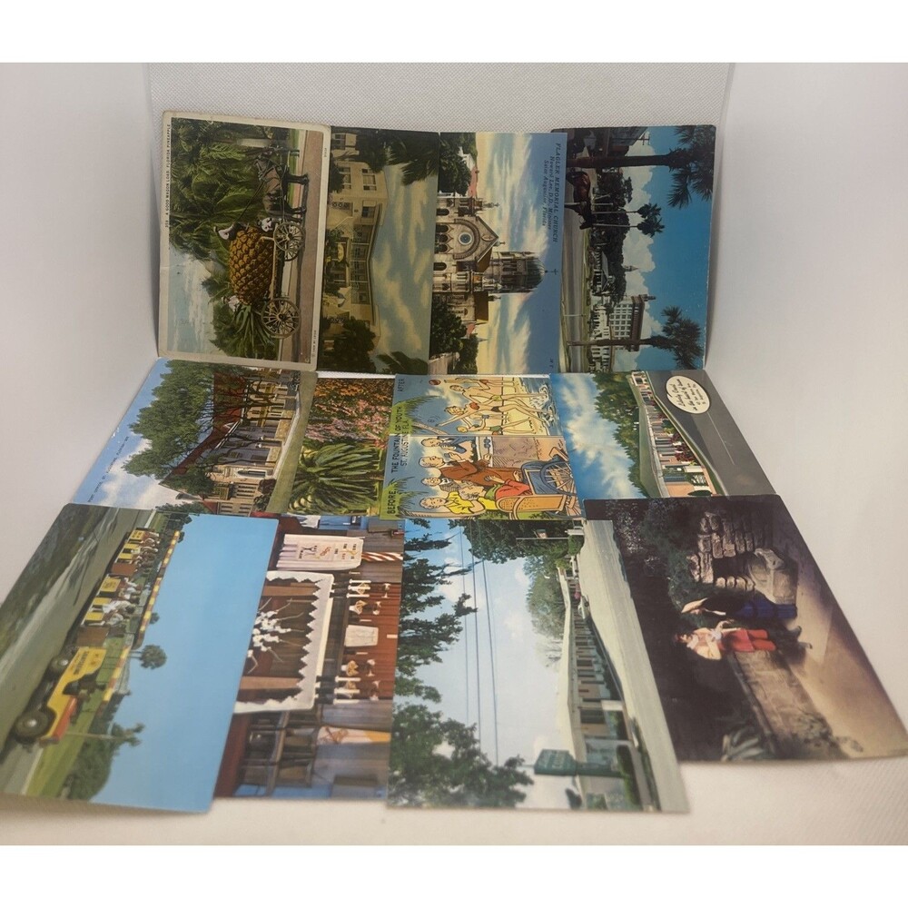 Lot of 12 Linen Vintage Florida Postcards 1950's - 1960s (11 Unposted) Travels
